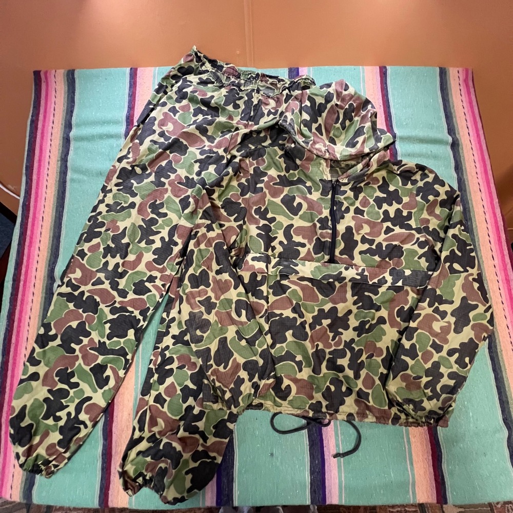 Camo Anorak Set Mens M Green Duck Hunter Ripstop Pullover Pants Set